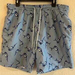 Tailor Vintage blue fish men's swim trunks size L